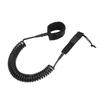 Surfboard Leash High Elasticity TPU Black Adjustable Coiled Surfing Leg Rope for Paddleboards