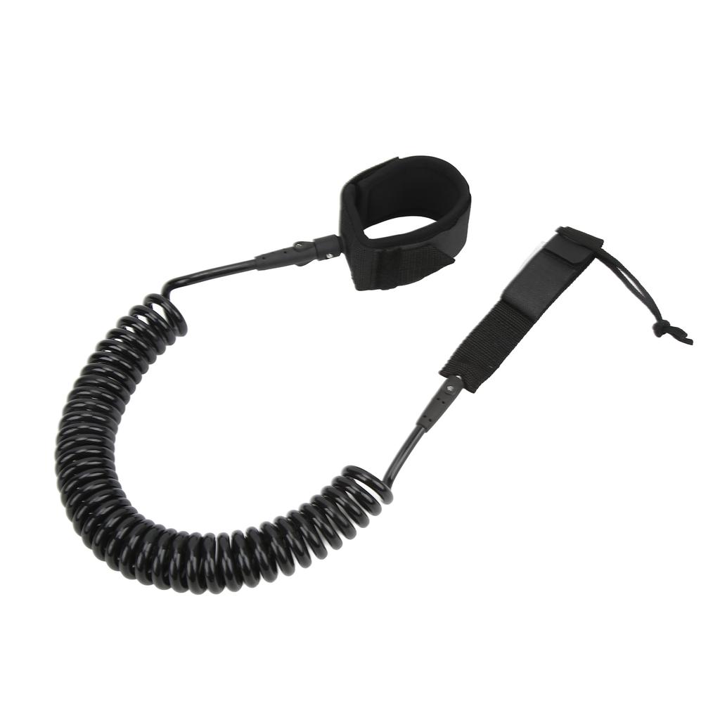 Surfboard Leash High Elasticity TPU Black Adjustable Coiled Surfing Leg Rope for Paddleboards