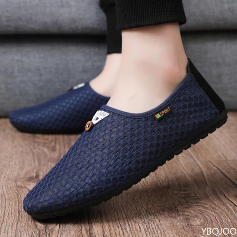 Men's Summer Shoe Trend Canvas Breathable Casual Versatile Mesh Flat Bottom Bean Shoe Set Sneakers Loafers Zapatos De Hombre