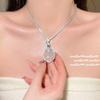 Elegant Heart-Shaped White Chalcedony Necklace With 18K Gold Plating Pink Purple Flower Zircon Bracelet Set