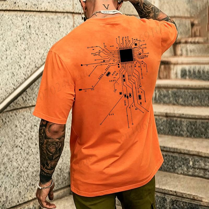 Unisex Oversized T Shirt Cpu Chip Graphic Tees Electronic Engineer Programmer Geek Print Short Sleeve Casual Streetwear Couple Tops