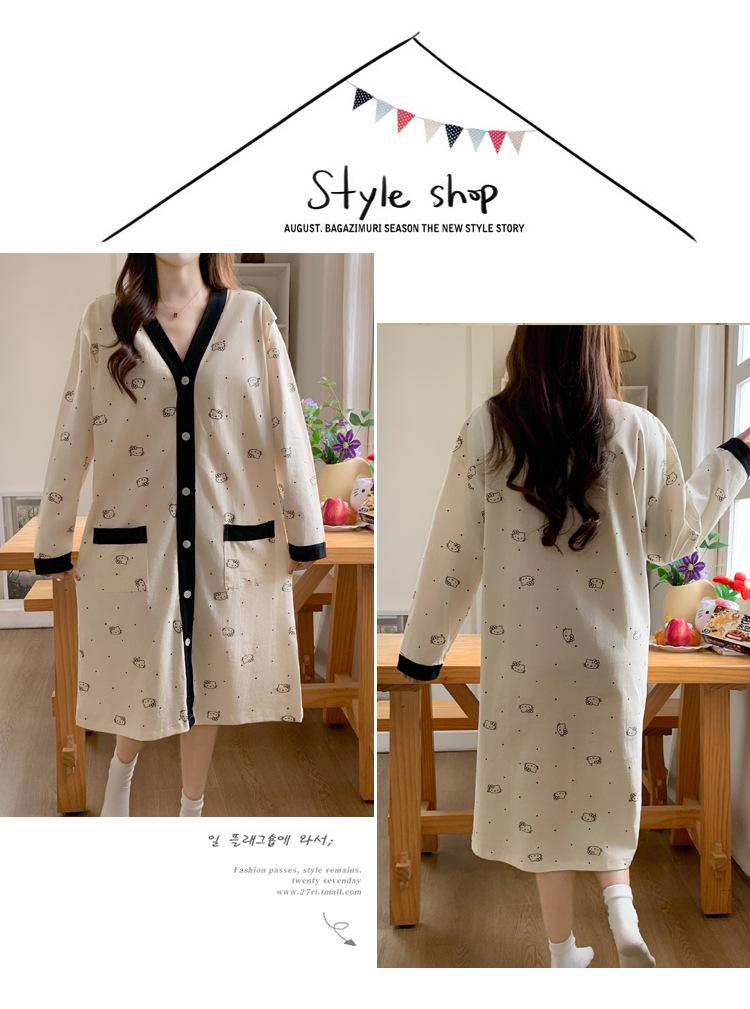 Breathable Maternity Nightgown with Built-in Bra for Labor, Breastfeeding, & Postpartum - Spring & Autumn Style