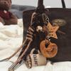 Brown Lye Bread Pendant Keychain with Coffee Doll Climbing Rope - Autumn/Winter Decorative Bag Charm
