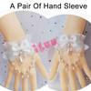 Japanese Kawaii Lolita KC Hand Sleeve Bracelet Red Bowknot Pearl Pendant Lace Hand Sleeve Girl Ornaments Bride Accessories