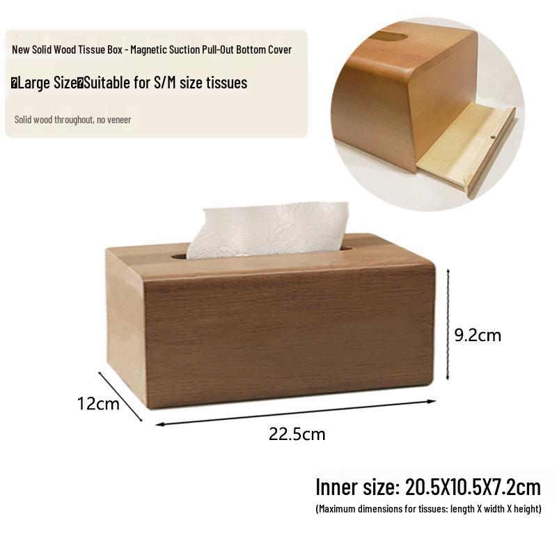Nussbaumfarbene magnetische Holz-Taschentuchbox - Moderner chinesischer Stil für Ess- und Wohnzimmer oder Hotelnutzung