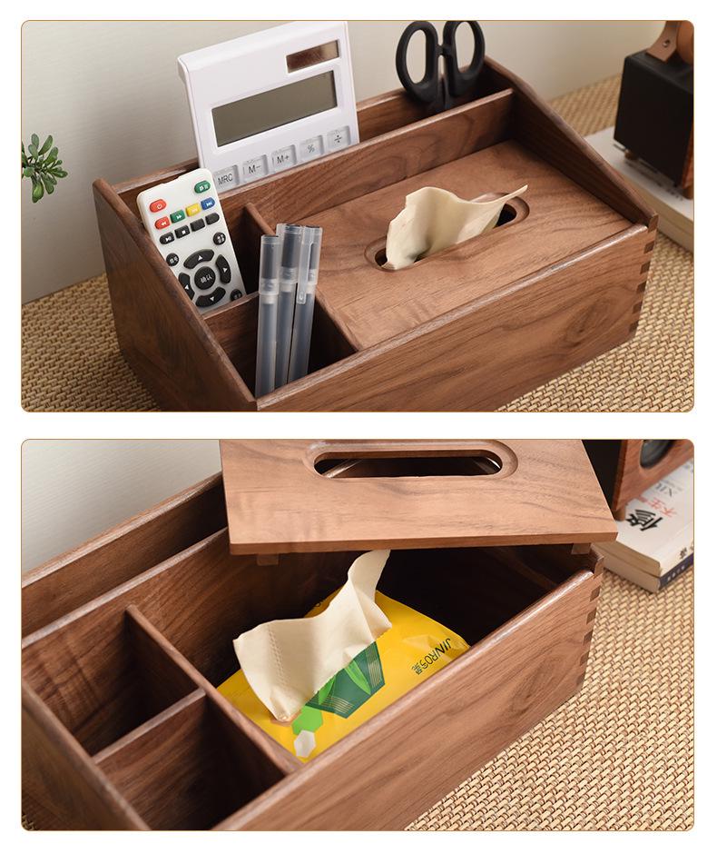 Black Walnut Solid Wood Tissue Box - Living Room Desktop Napkin Holder
