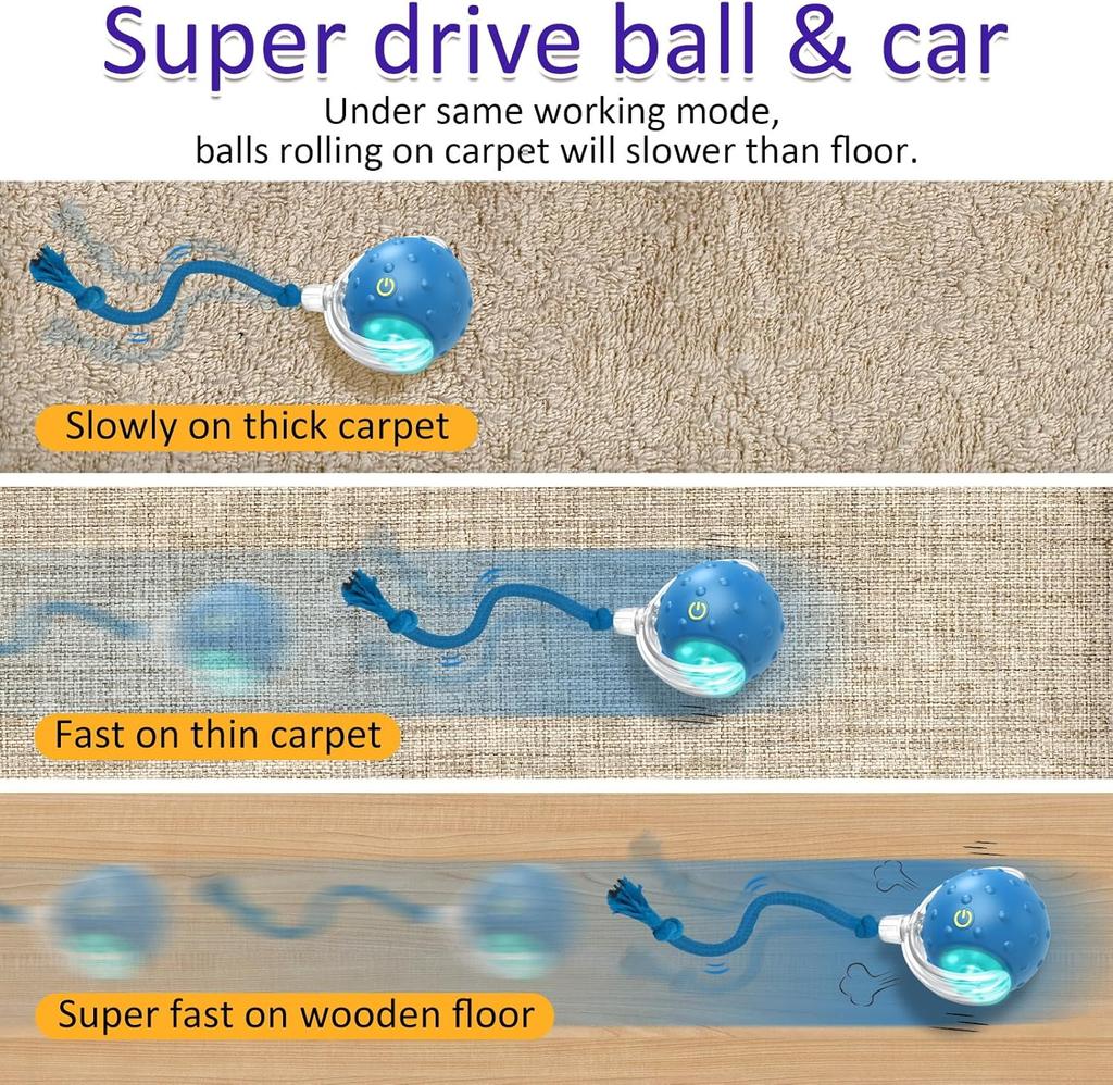 Indoor Cat Interactive Toy Ball, Fast Rolling On Carpet, Chirping and Motion Activated Cat Toy