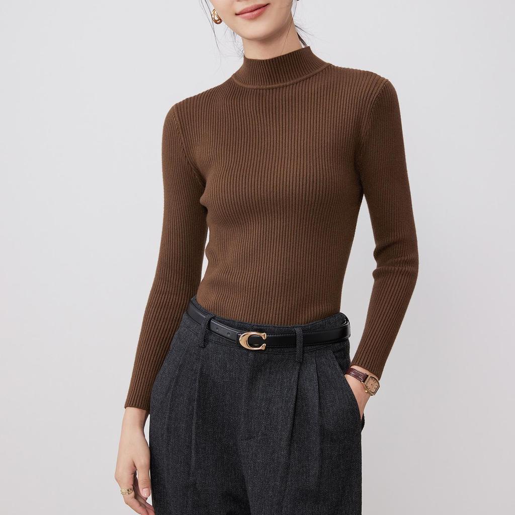 Women's Long Sleeve High-Neck Slim Fit Knit Sweater - 2025 Autumn/Winter Collection