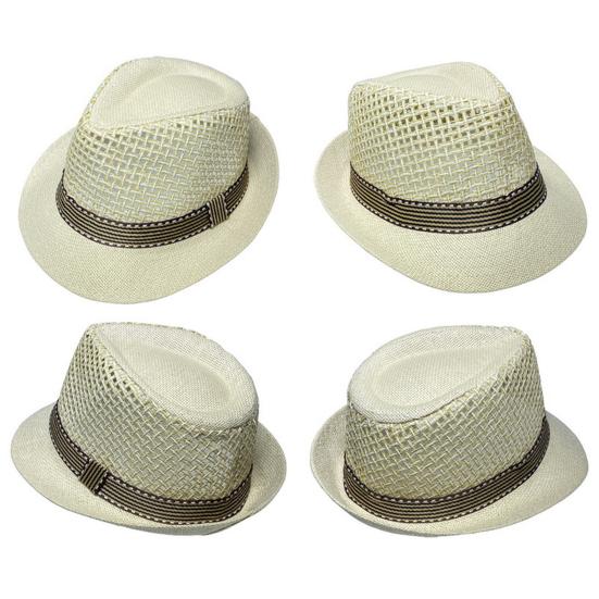 Męski kapelusz jazzowy Hollow Out Oddychająca ochrona przed słońcem Anty-UV Vintage Kontrastowy kolor Składany zwinięty