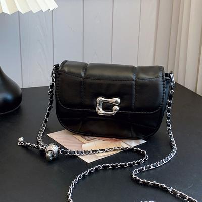 Silberne Tasche Damen neue trendige Nische Design Kette Achsel Schultertasche Premium Textur Umhängetasche Damen