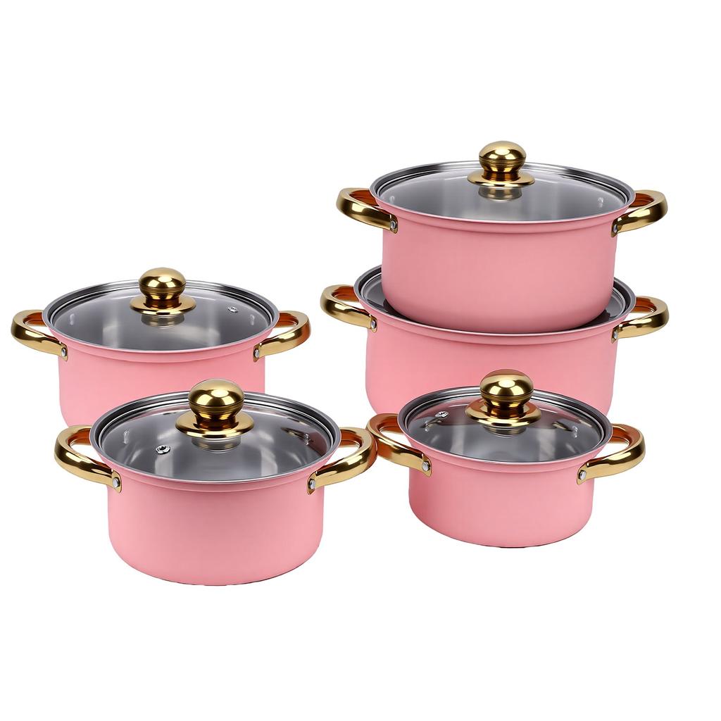 Cookware Set 16cm 18cm 20cm 22cm 24cm Even Heating Stainless Steel Stock Pots with Glass Lids for Kitchen Cooking