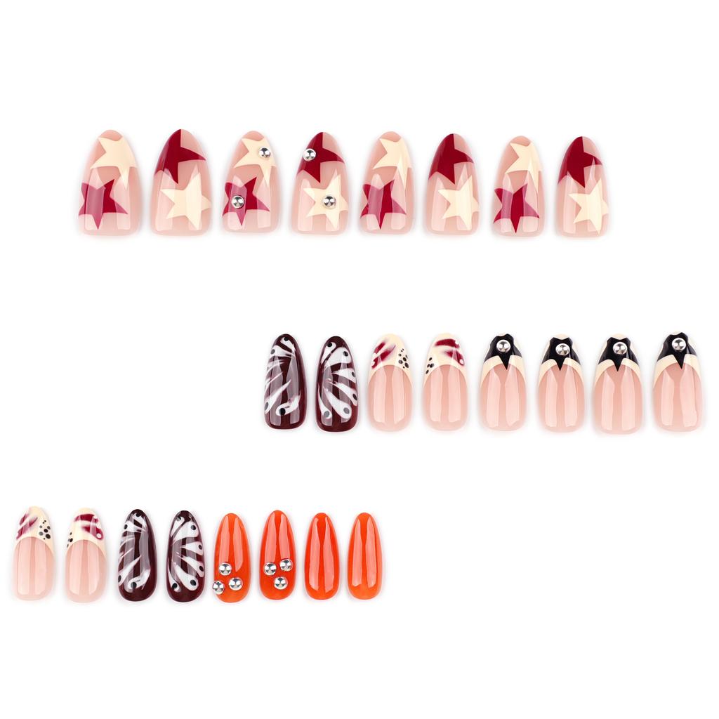 Sweet and cool y2k wearing nail short almond nail art fake nails hot-selling in Europe and America detachable wearing nail piece