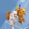 Resin Animal Statue Aquarium Accessories Fish Tanks Decorations Home Decors Hanging Cats Figurines with Storage Basket