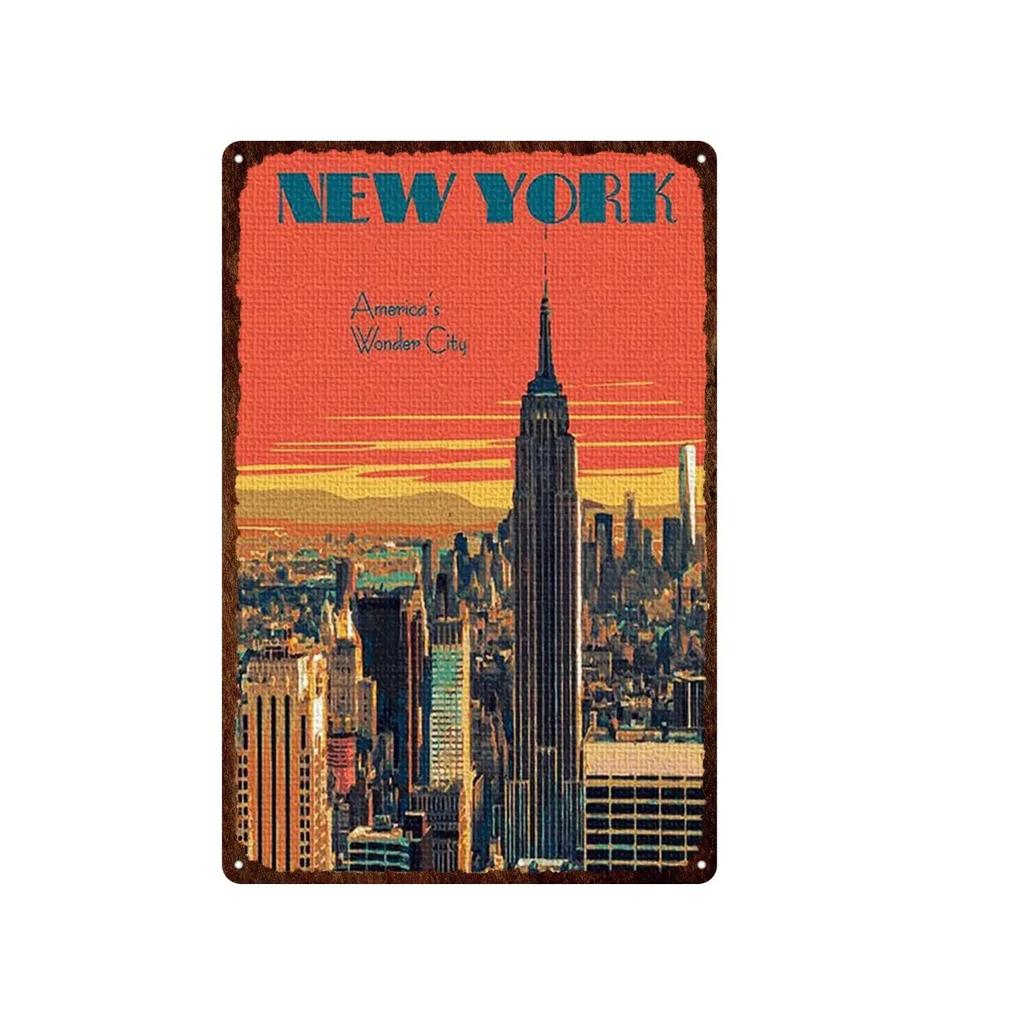 Aloha Philippines Brooklyn Vatican Bangkok Metal Plate Painting Iron Tin Sign Wall Art Picture For Garden Living Room Home Decor