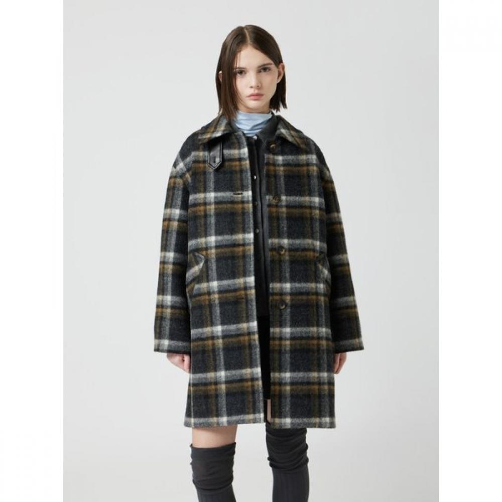 Cc Collect Alpaca Blend Check Half Coat C254msg023