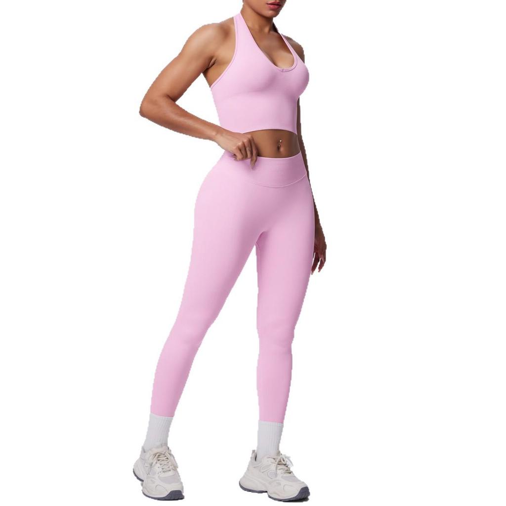 Seamless Halter Neck Yoga & Fitness Two-Piece Set for Women