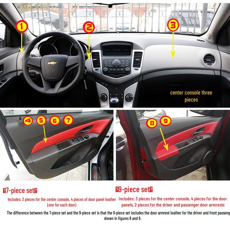 Chevrolet Cruze Panele Drzwiowe, Konsola Środkowa, Deska Rozdzielcza i Podłokietnik Obszyte Skórą Ulepszenie Wnętrza