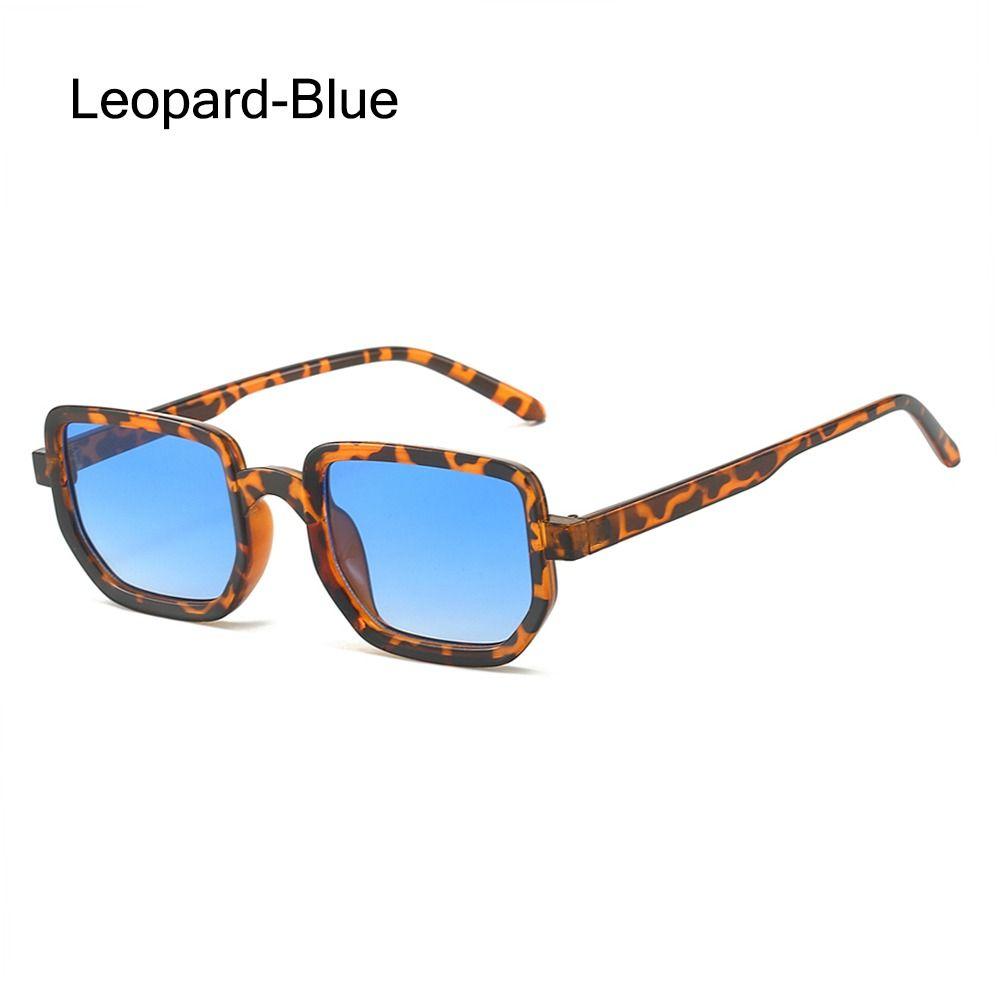 Retro Square Frame Leopard Sunglasses UV400 Protection Beach Travel Streetwear Black Shades Gradient Eyewear for Women & Men