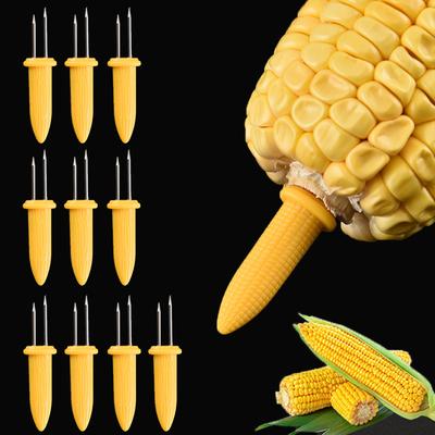 6Pcs Corn Fork BBQ Stainless Steel Corn Holders Handheld Anti Scalding Corn Needle Corn On The Cob Double Fork Barbecue Tool