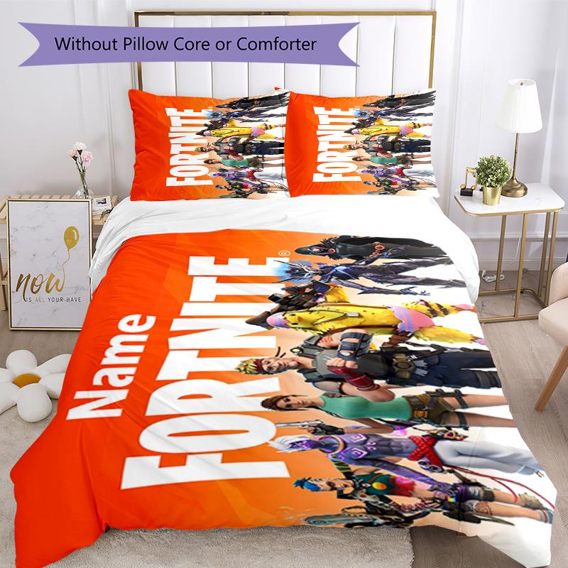 3pcs Custom Name Fortnite Bedding Set Duvet Cover Closure Includes 1 Duvet Cover & 2 Pillowcases, Soft and Comfortable for All Seasons.