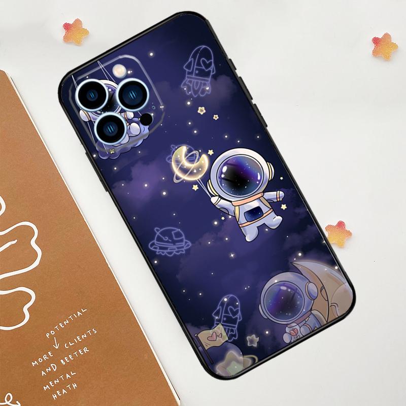 Cute galaxy Astronaut Phone Case For iPhone 17 Pro Max 14 11 15 16 Pro Max 13 12 mini 16 Plus 16e 17 Air Funda