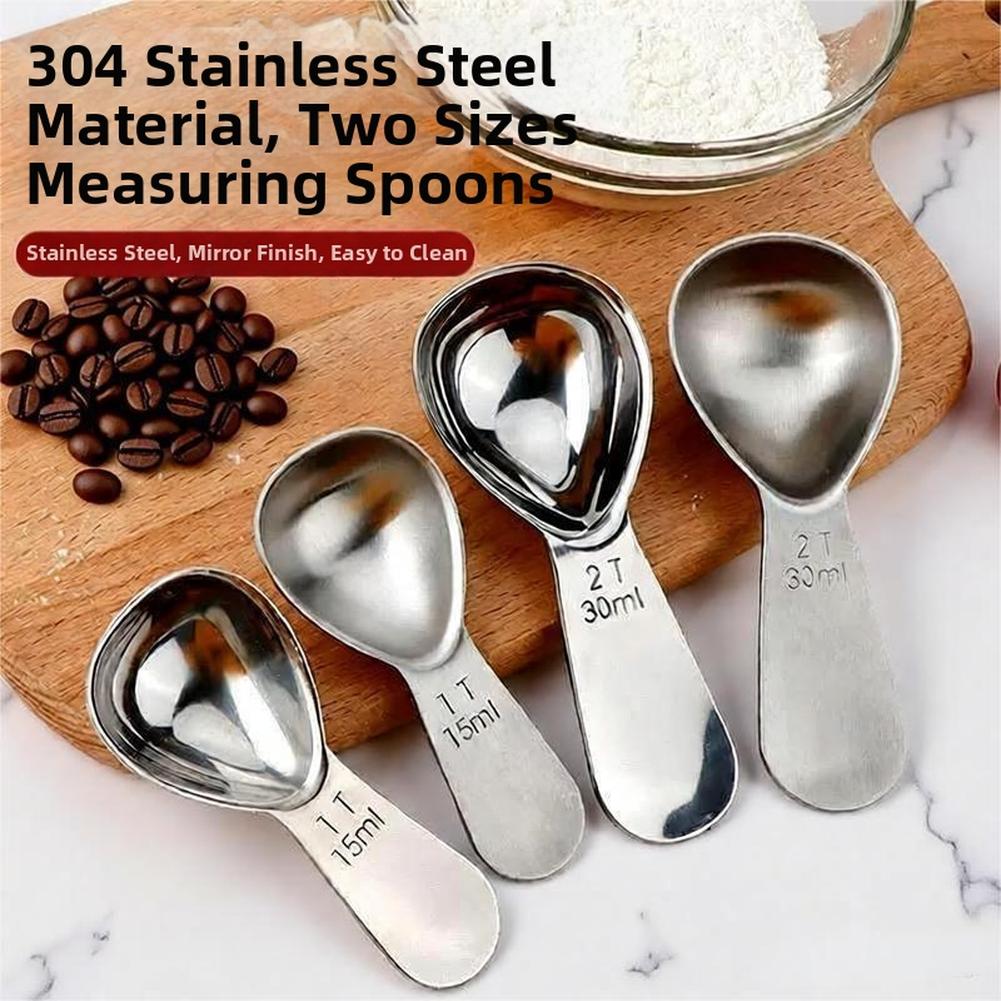 Stainless Steel Coffee Spoon With Polished Edges Ergonomic Handle Space-saving 15ml/30ml Accurate Measurement Tools For Coffee