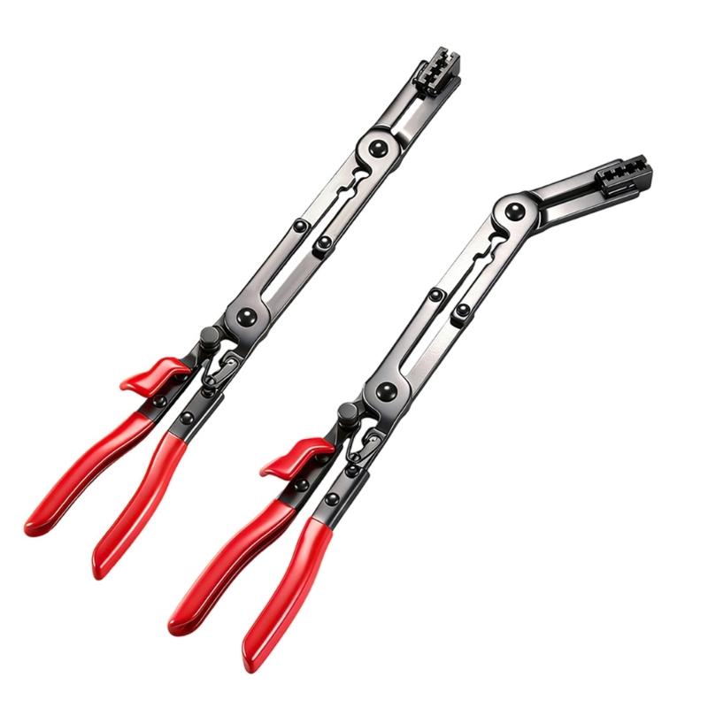 Heavy Duty Straight/Bend Hose Clamp Pliers with Locking Device for Quick Removal Installation Hard To Reach Hose Clamps