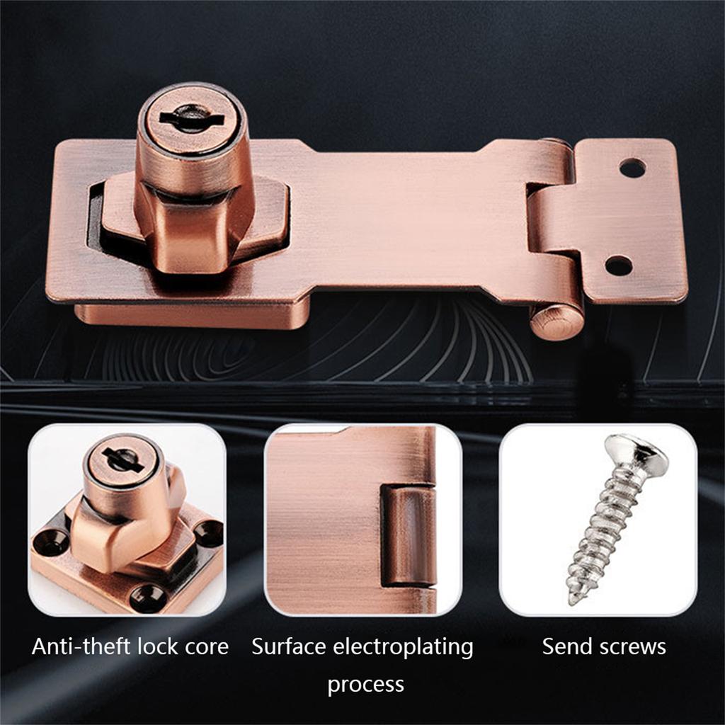 90 Degrees Rotation Knob Keyed Locking Hasp Double Door Cabinet Lock Twists Knob Keyed Locking Hasp Easy to Install