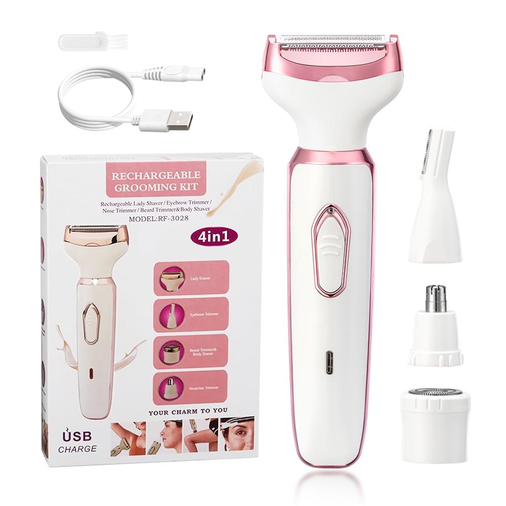 4 In 1 Electric Lady Shaver Body Hair Removal Epilator Painless Cordless Trimmer Razor Gifts For Women