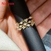 18k Gold Plated Zircon Geometric Open Ring For Women Jewelry Accessory