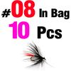 MNFT 10Pcs Various Dry Fly Fishing Lure Trout Salmon Dry Flies Fish Hook Size #6 #10 #12 Nymph Mosquito Lures Fishing Tackle