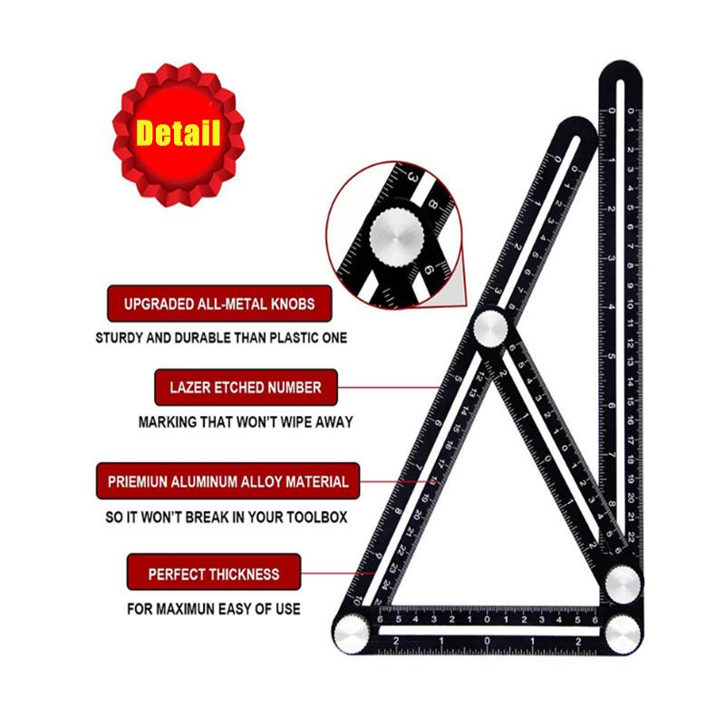KDABJD Aluminum Alloy six-fold Ruler Multi-Function Perforated Ceramic Tile Opening Locator mud Shop Workshop Paste Floor Tile Positioning KDABJD Aluminum Alloy six-fold Ruler Multi-Function Perforated Ceramic Tile Opening Locator mud Shop Workshop Paste Floor Tile Positioning