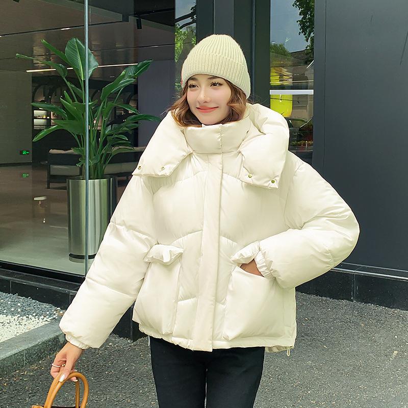 Down cotton-padded clothes for women's autumn and winter new student short loose casual big pocket jacket trendy