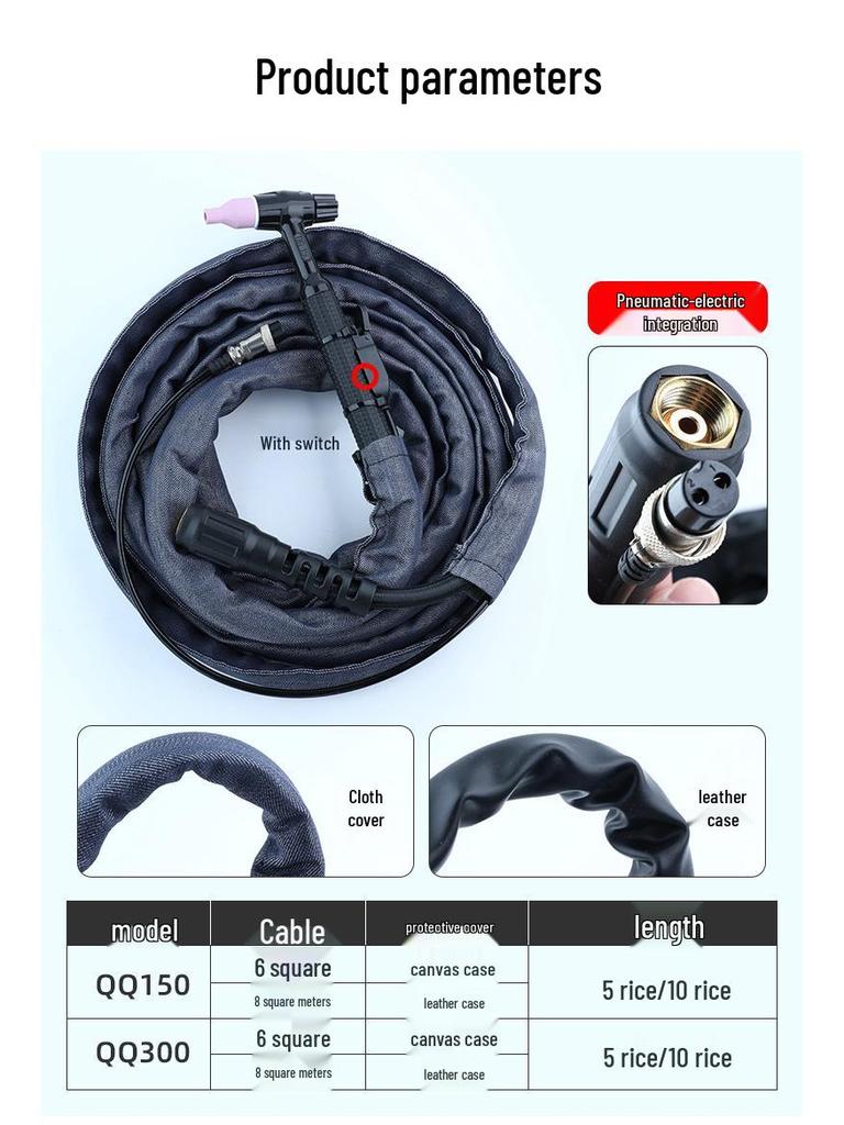 WP-18/26 Water-Cooled Argon Arc Welding Gun Set with Cable & Earth Handle