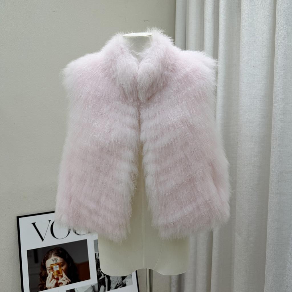 Out-of-season Fox Fur Car Strip Craftsmanship Stand-up Collar Fur Vest Women's Short Fur Jacket Winter Special