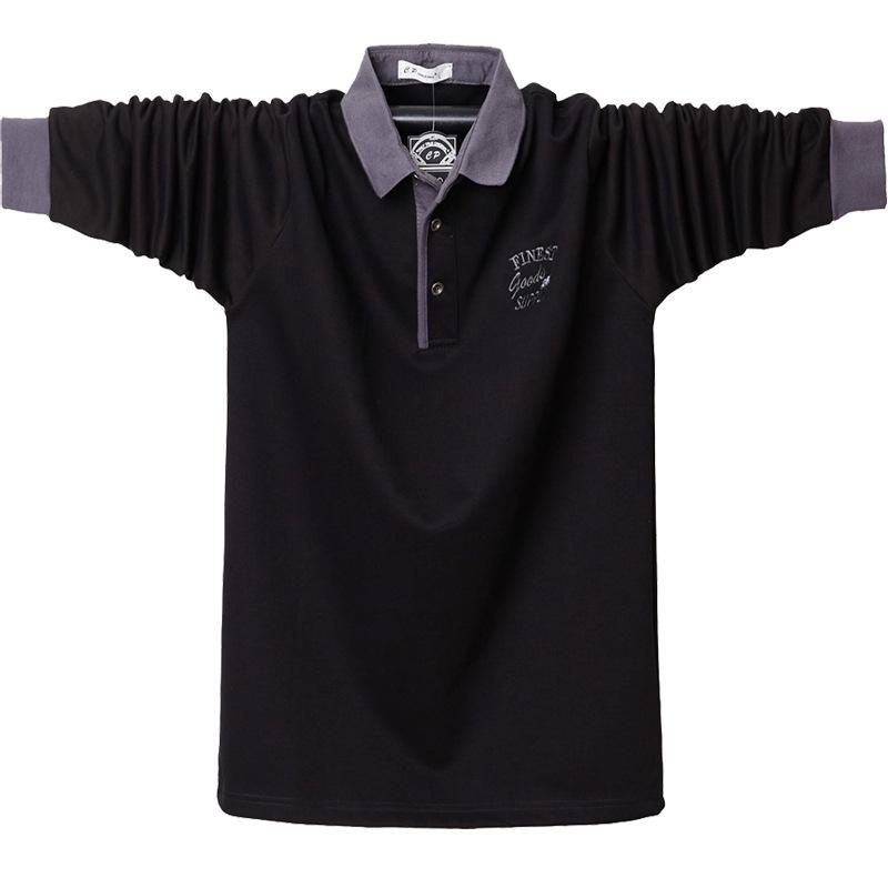 New Men's Plus Size Long-sleeved POLO Shirt Loose Casual Business Long-sleeved T-shirt