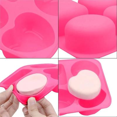 Silicone Mold 4-cavity Silicone Soap Mold, Round Oval Heart-shaped Square Handmade Soap Making, Portable DIY Process, Convenient
