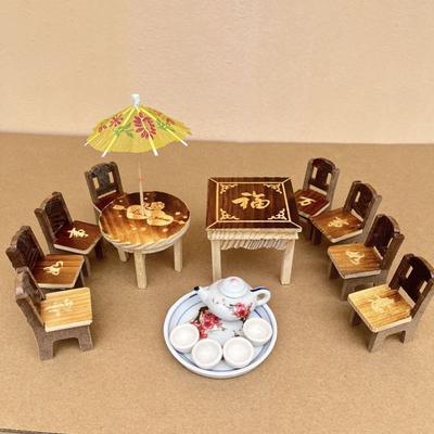 1pcTable 4pcs Table Chair Miniature Craft Decor Dollhouse Miniature Furniture Mini Room Ornaments