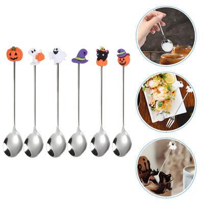 6 Stück Halloween-Stil Löffel Espresso Tee Mingle Mocktails für Metall Dessertlöffel Bräutigam