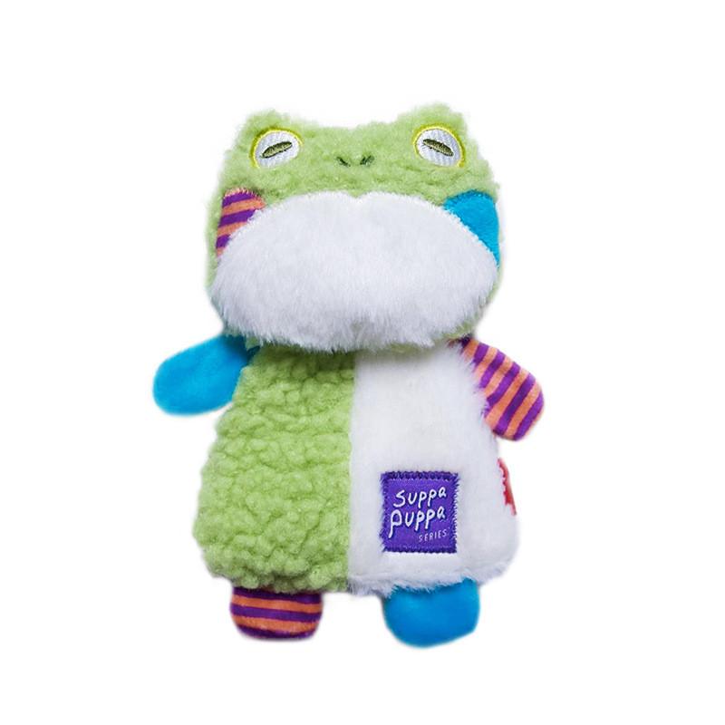 

Plush Pet Chew Toy With Sound Paper Frog For Oral Hygiene зелений