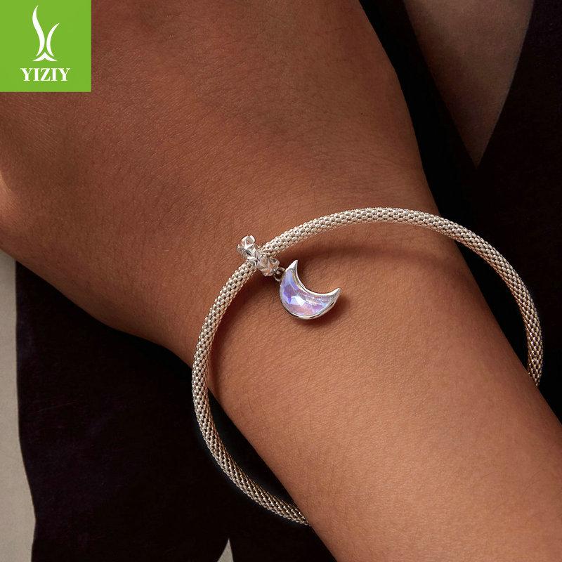 Light Luxury Niche Moonlight Diy Bracelet Necklace Pendant S925 Sterling Silver Premium Moon Beads