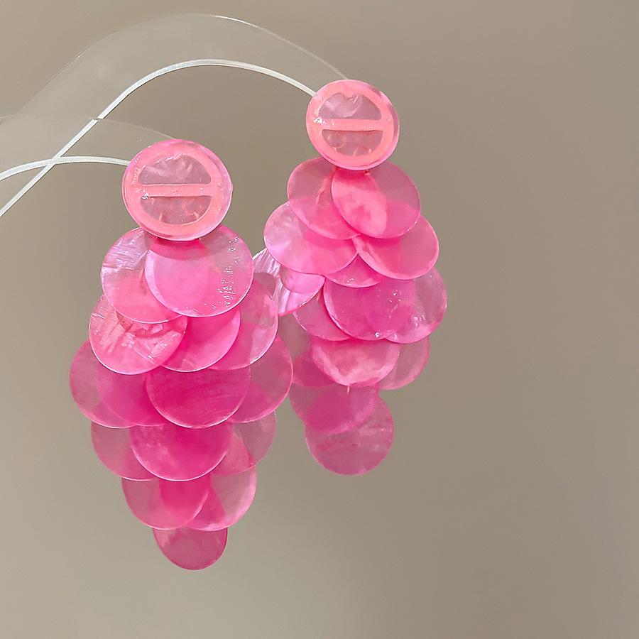 Seaside vacation style flower shell fringed long earrings stud earrings women's earrings design sense