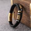 Nordic Viking Bracelet Stainless Steel Gold Double Strip Leather Braided Bracelet Multi Layer Leather Bracelet Jewelry