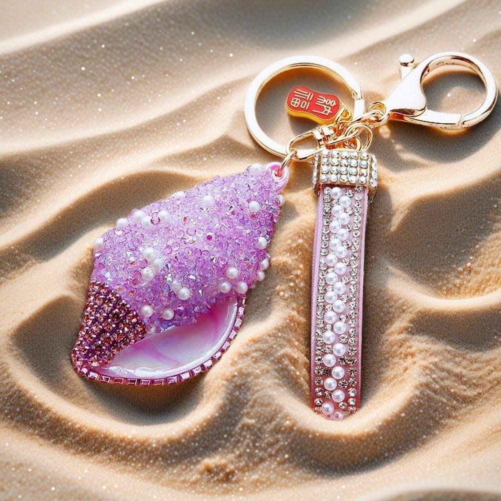 

Декор для рюкзака Морские пляжные подвески Стразы Жемчуг Брелок для ключей от машины Ракушка Раковина Брелок для ключей Отпуск фиолетовый