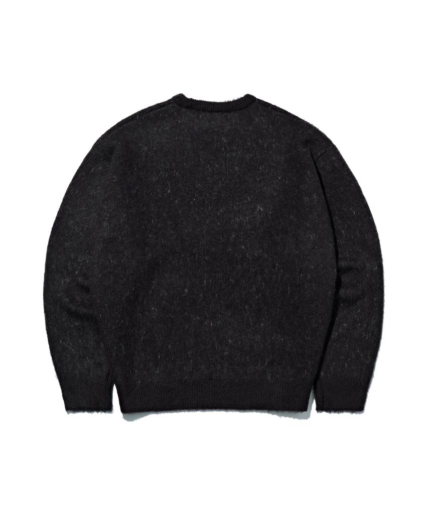 DISCUS ATHLETIC Gothic Logo Jacquard Knit Sweater Charcoal