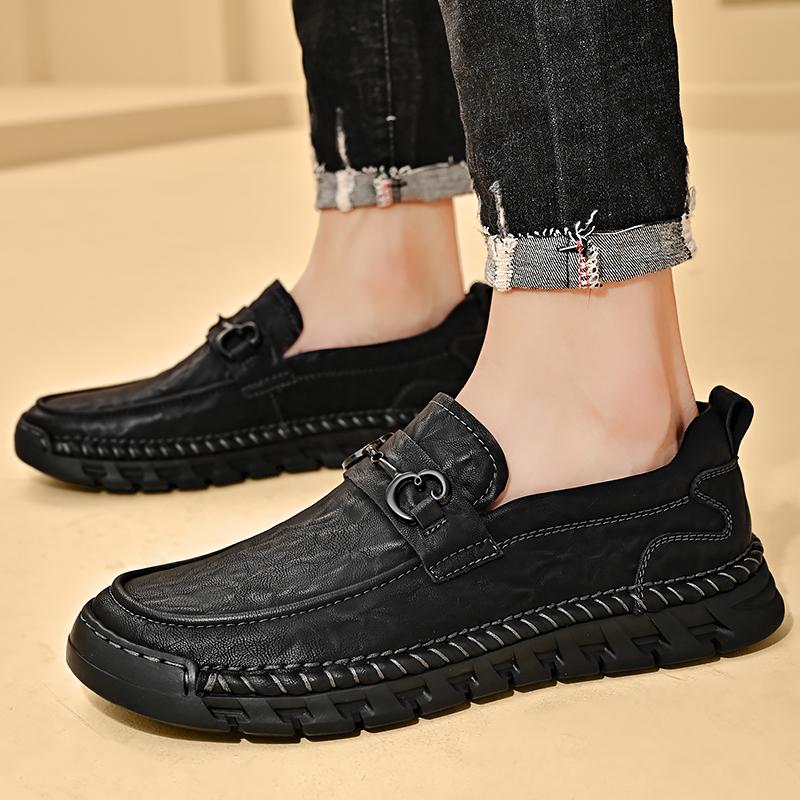 Klassische handgefertigte lässige Lederschuhe Herren-Loafer, bequeme Mokassins, flache Herrenschuhe, echtes Leder, Herrenschuhe