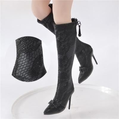 Accessories for for TBLeague for Normal Size Sexy Beautiful Female Office Leather Style High Heel Long Boots and Head Not Black [TOYBARJAPAN] 1/6