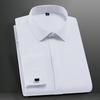 Solid France Cufflinks Men Dress Shirts Long Sleeve Slim Fit