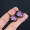Purpurite Copper Electroformed Earrings, Handmade Gemstone Earrings Jewelry, Gifts For Wife Brand New Earrings