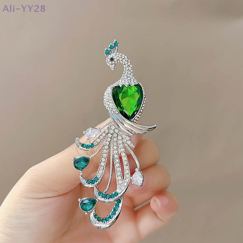 {YY28} Luxury Sparkling Peacock Rhinestone Brooch For Women Coat  Clothing Vintage Elegant Cloth Pin Fashion Accessories Gifts